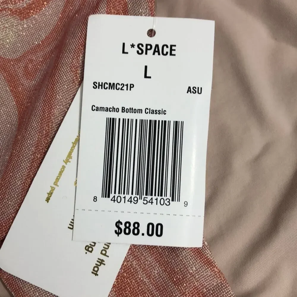 L*Space Camacho Bikini Bottom in All Swirled Up Metallic Tie Die Swirl Large NWT